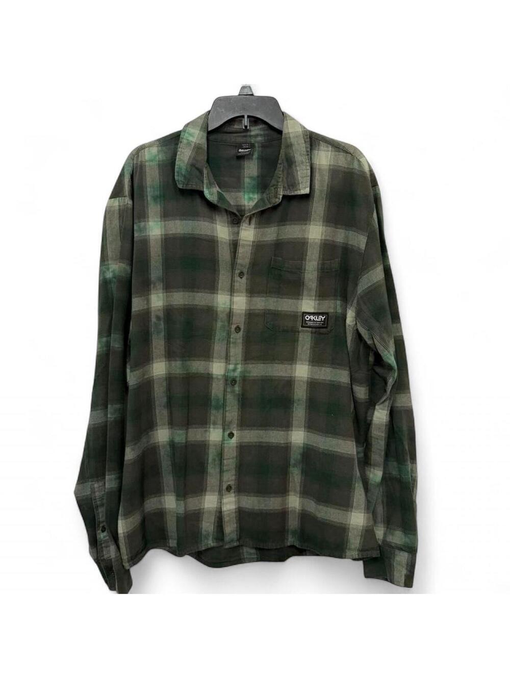 Oakley Green & Black Plaid Flannel Shirt